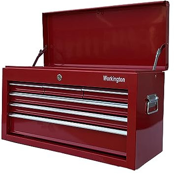 Workington Tragbarer Werkzeugkasten aus Metall mit 6 Schubladen, 61 cm, 6 Schubladen, Werkzeugschrank mit Kugellager-Schubladenschienen, Werkzeugaufbewahrungsbox, Organizer 4005, Rot