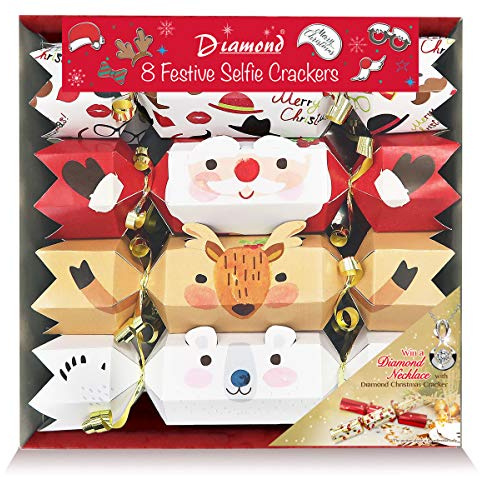 Selfie Christmas Crackers Pack 8 Funny Characters + Pin the Nose Game by Diamond Brand
