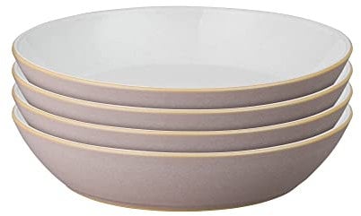Denby - Impression Pink Pasta Bowls Set of 4 - Dishwasher Microwave Safe Crockery - Ceramic Stoneware Tableware