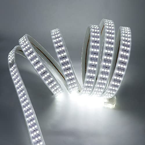 Wisada - Tira de luces LED AC220V con interruptor [6m, blanco 6000K], IP67 resistente al agua y flexible, 276 LED/m, SMD2835, diseño DIY, decoración para el hogar y tiendas