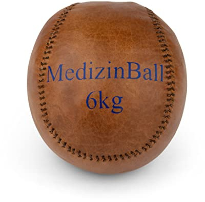 trenas - Mini-Medizinball aus Leder, 6 kg - Kompakter 19 cm Durchmesser, Handlicher Echtleder Gewichtsball für Einhandübungen, Krafttraining, Schule, Verein & Physiotherapie