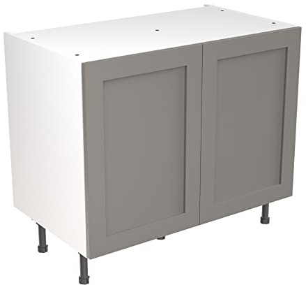 Kitchen Kit Flatpack Base Cabinet - Shaker Door - Screwless Quick Build Kitchen Unit - Base Unit - 1000x870mm - Dust Grey Matt
