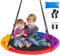 DREAMADE Balançoire Ronde Ø100 CM Enfant avec Oreiller et Poignées Balançoire Nid d’Oiseau Enfant avec Hauteur Réglable 100-180CM pour Extérieure&Intérieure,Charge 150 KG (Coloré)
