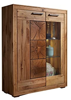 möbelando Highboard WZ-0315 aus Wildeiche in naur geölt. Abmessungen (BxHxT) 103x135x40 cm