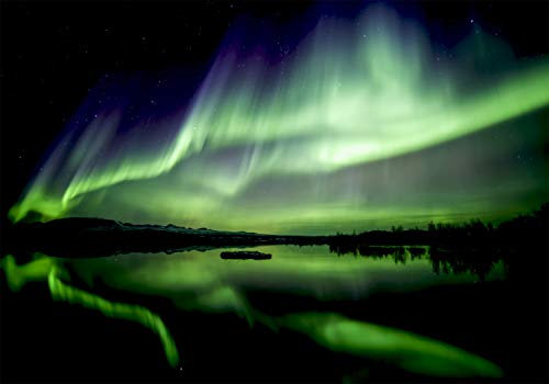 decomonkey Premium Fototapete Polarlicht 350x256 cm Tapete Fototapeten Vlies Tapeten Vliestapete Wandtapete moderne Wand Schlafzimmer Wohnzimmer Nordlicht Landschaft Nacht Island