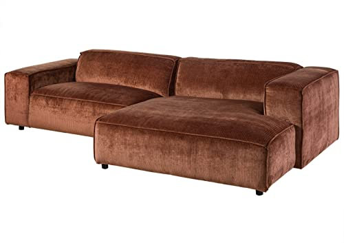 MASSIVMOEBEL24.DE | Valencia Cord Ecksofa aus Polyester | in Rot - 100% Polyester | 279x164x69 cm - Ottomane rechts | Retro Stil | Couch Polstercouch L-Form