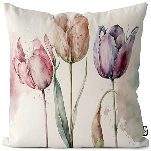 VOID Frühling Tulpen Ostern 45x45 Kissenhülle Polyester Zierkissen Couchkissen Ostern Osterdeko Deko