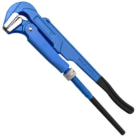 Högert Technik - Chiave inglese regolabile per tubi 90° 430mm / 1-1/2 - Chiave di regolazione per lavori idraulici e di montaggio - Chiave regolabile Pinza per tubi - in acciaio CrV