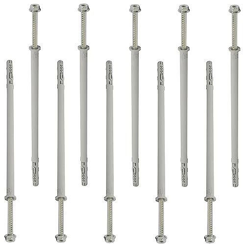 AERZETIX - C67153 - Lot de 10 Chevilles en Plastique Ø12x300 mm à collerette + 10 vis Ø8x310 mm autotaraudeuses à collerette à tête hexagonale Empreinte étoile TX40 - béton Brique perçage Fixation