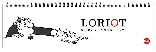 Loriot Wochenquerplaner - Kalender 2024 - Heye-Verlag - Tischkalender quer mit Schulferien - Eine Woche auf 2 Seiten - 32,5 cm x 9,3 cm