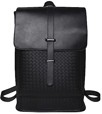 FANDARE Classic Laptop Backpack College Daypack for Men Women PU Leather Crossbody Bag Shoulder Bag Business Travel Handbag for Outdoor Travel University Hiking Bookbag Black