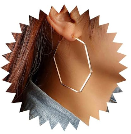 Dervivea Minimalistische Sechseckige Reifen Ohrringe: Gold, Sechseckige Tropfen, Hohle, Geometrische Reifen, Ohrringe Für Frauen Und Mädchen