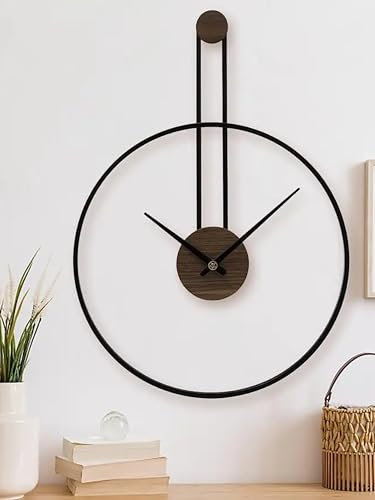 DECORAY Orologio da parete grande xxl metallo e legno- Orologio da Parete con design Moderno Silenzioso Particolare per Casa soggiorno Cucina e Camera