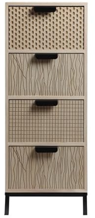 Rebecca Mobili Kommode mit 4 Schubladen, Mehrzweck-Kommode, Holz MDF Metall, Schwarz Braun, Industrieller Stil, Möbel für Zuhause - Maße HxBxT: 76 x 30 x 25 cm - Art. RE6906