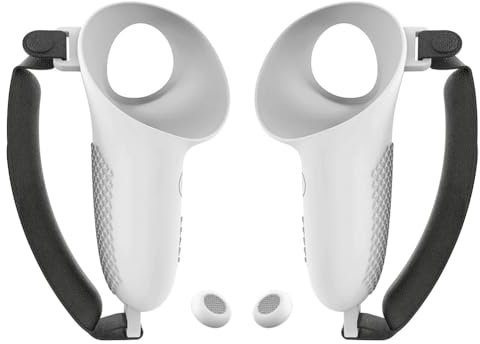 LMIX 1 Paar VR Controller Griffe Schutzhülle für Meta Quest 3 Zubehör, Weiß Silikon Controller Protector, Joystick Abdeckung für Quest 3 Controller