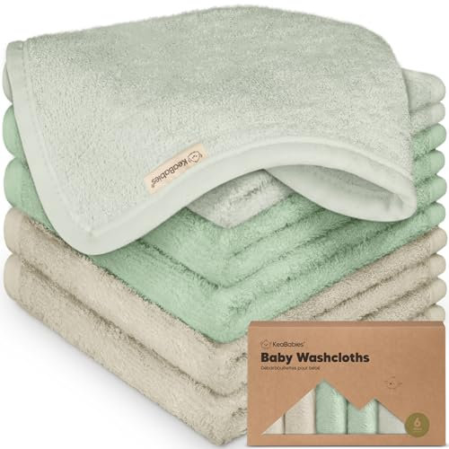 6-Pack Babywaschlappen - Weiche Bambus-Waschlappen für Babys, Kinder, Ultra Absorbierende Neugeborenen-Badehandtücher, 25 x 25cm, Sanft für empfindliche Haut (Hills)