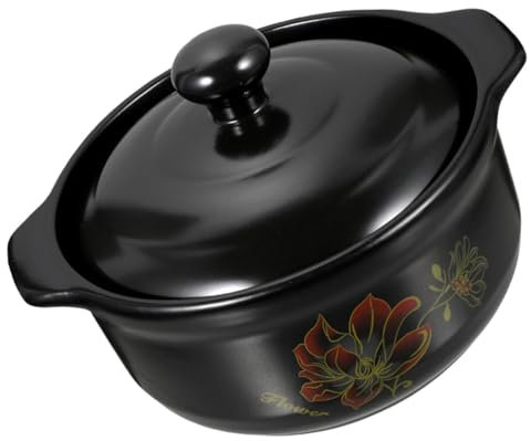 OUNONA Pentola Ceramica Per Stufati e Zuppe Per Cucina Domestica e Ristoranti Design Creativo e Facile Da Pulire Perfetta Per Noodles Riso e Piatti Braised Capacità Per Con Coperchio