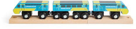 Bigjigs Rail - Intercity 125 -Zug - Heritage -Holzzüge, 3 Wagen mit magnetischen Kupplungen und 2 Schienenstücken, realistische Bahnstreckenzubehör, klassisches Spielzeug für Kinder, 3+ Jahre