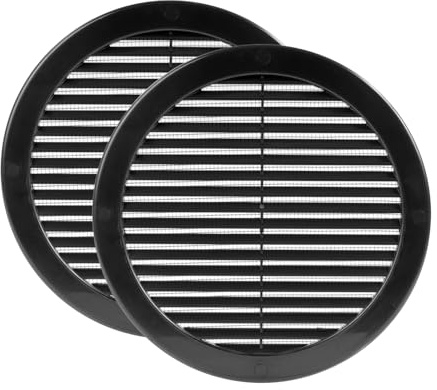 Vent Systems ø200mm 2 Stück Schwarz Lüftungsabdeckung – Runde Lüftungsschlitze – Gitterabdeckung – Integrierter Insektenschutz – HVAC-Lüftungsöffnungen für Badezimmer, Heimbüro, Küche