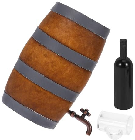 BESTonZON 1satz Miniature Weinfass Set Mit Gläsern Und Flasche Dekoration Für Puppenhäuser Und -landschaften Vielseitig Einsetzbar Und Langlebig