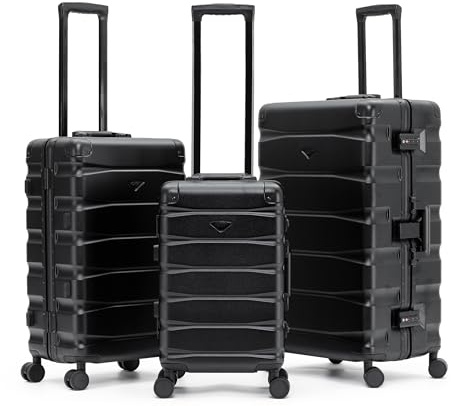 Flight Knight Premium Reisekoffer – 8 Spinner-Räder – integrierte Seitenverriegelung leichter Aluminiumrahmen, ABS-Hartschale, Handgepäck, sehr langlebig, zugelassen für über 100 Fluggesellschaften