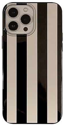 Bianriche Black White Stripe Phone Case Compatible with iPhone 14 Soft TPU Shockproof Protective Case for Girls Women
