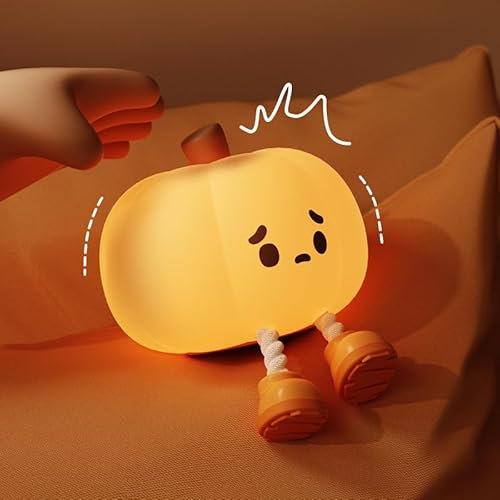 AmmToo Kürbis Nachtlicht Kinder Nachtlampe -Lampe Dimmbar Timer, Touch-Steuerung Silikon Nachtlicht Baby, USB-Aufladbar Niedliche Kürbis Lampe, Cute Nachtlicht Kinderzimmer (Nachtlicht Pumpkin)