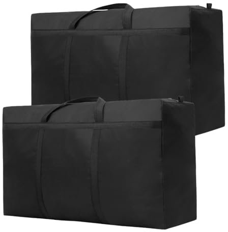 DASIAUTOEM Aufbewahrungstasche Große, 2 Stück Heavy Duty Umzugstaschen mit Reißverschlüssen Handgriff, Wasserdichte Reisetasche Umzugskartons für Bettdecken Kleidung Bettwäsche 100x60x30cm (180L)