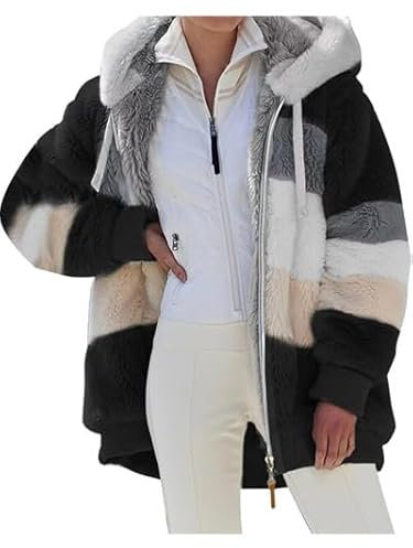Veste Femme Polaire Chaud Sweats à Capuche, Veste Femme Hiver Zippée Doublure Hoodies Sweatshirt, Manteau Hiver Femme en Peluche Épaissir Doux Chic, Gilet Femme Long Capuche Grande Taille Blouson