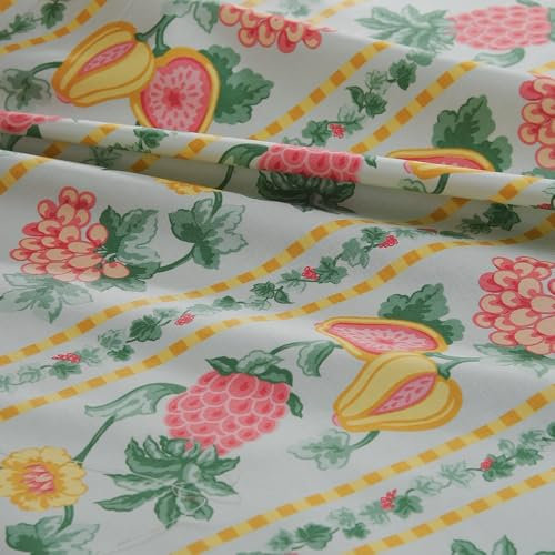 100 % Baumwollstoff, bedrucktes Obst- und Blumenmuster, Landhausstil, Vintage-Baumwollstoff für Kleid, Rock, Hemd, Bluse, Anzüge, 140 cm breit, 200 g/m Gewicht, Handwerk von The Yard