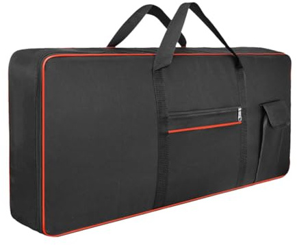Qianly Funda de transporte para teclado de 61 teclas, estuche para piano eléctrico, mochila de tela Oxford, ROJO