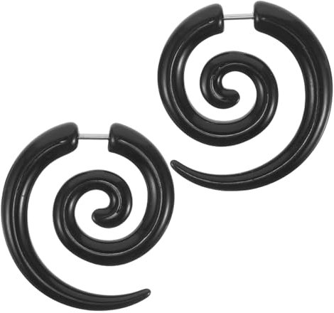 VALICLUD 1 Paar Schnecken Spiral Ohrringe Schwarze Ohrringe Herren Ohrstecker Gothic Tribal Spirale Gefälschte Messgeräte Swirl Punk Schwarz