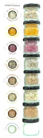 TERRAMAR MALLORCA - Sal Marina Gourmet Meersalz WEISSE EDITION, Salz Geschenke aus Mallorca, das ideale Gewürze Geschenkset Salzset (8x25g)
