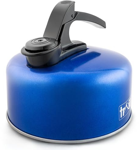 Trail 2L Whistling Kettle, Lightweight Durable Aluminium, Rust Resistant, Easy Pour Whistle Spout, Heat Resistant Handle, Fast Boil Stove Top Travel Kettle, Outdoor Hiking Backpacking, 0.25kg (Blue)
