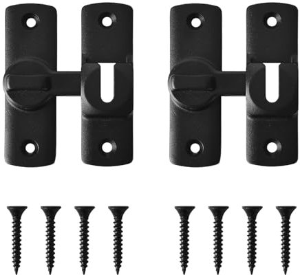 2 Piezas Cerraduras Puertas Corredizas,Pestillo que Protege Privacidad con 8 Tornillos,Fácil de Instalar,Cerradura Puerta 90 Grados, Ideal para Jardines,Oficinas y Hoteles (7.3 x 2.4 cm)