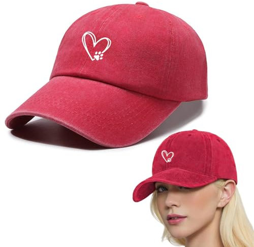 QEEROYO Cappellino da Baseball da Donna a Coda di Cavallo, Berretto da Baseball da Donna Regolabile, Unisex per Adulto Taglia Unica Regolabile, per Golf Tennis Ciclismo Corsa, Rosso