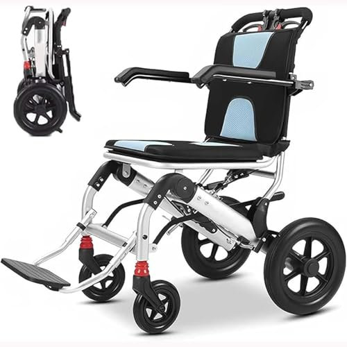 QJWM Fauteuil Roulant Ultra léger, Pliable et léger, Portable, avec Frein à Main, pour Personnes âgées et Enfants A