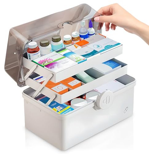 Yesay Große Hausapotheke Box mit Tragegriff – Multifunktionale Medikamentenbox & Erste-Hilfe-Koffer für sichere Aufbewahrung (34x21.5x19cm)
