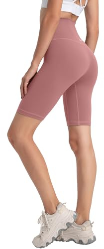 Yvette Damen Shorts kurz Sport Leggings Radlerhose high Waist Sporthose,Rosa,L