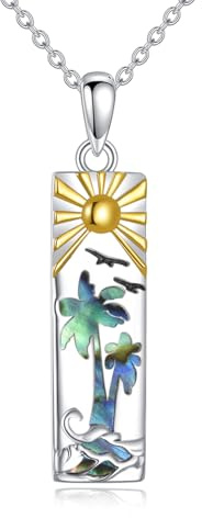 YAFEINI Palm Tree Necklace Sterling Silver Palm Tree Pendant Sun Bar Necklace Ocean Beach Jewellery Tropical Gifts for Women