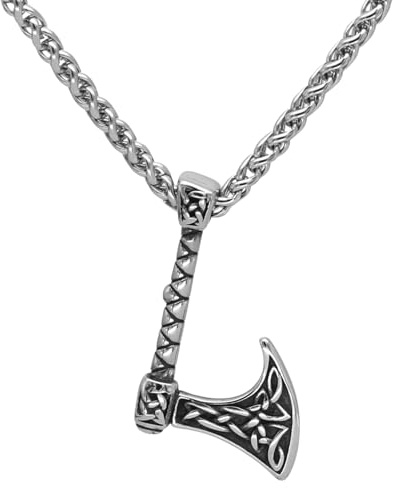 KUTCEK Viking Axe Necklace for Men Stainless Steel Norse Pendant Masculine Jewelry Viking Weapon Gift for Him