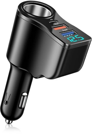 4-in-1Auto Cigarette Lighter USB Splitter, 30W PD&QC3.0 Car Charger, 12V/24V KFZ Ladegerät Schnellladung USB Adapter Steckdose für Handy Tablet GPS Dash Cam