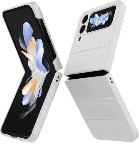 BonYonka Cover per Samsung Galaxy Z Flip 4, Custodia Rigida in PC Ultra Sottile e Antiurto, Custodia Antigraffio con Protezione della Fotocamera per Samsung Galaxy Z Flip 4, Bianco