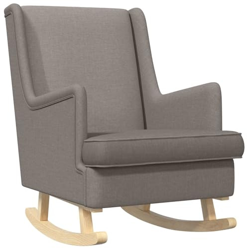 vidaXL Schaukelstuhl Taupe 62 x 80 x 85 cm Stoff, Polster-Schaukelstuhl, stylische Sitzgelegenheit mit Holzläufern, modernes Design für Wohnzimmer und Schlafzimmer