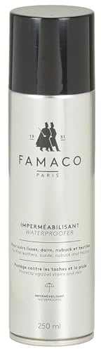 Famaco - Imperméabilisant - Protection Contre l'Eau - Pluie - Tâches - Pour Cuirs - Daims - Nubucks - Idéal Chaussures - Baskets Sneakers - Sac cuir - Spray - 250ml