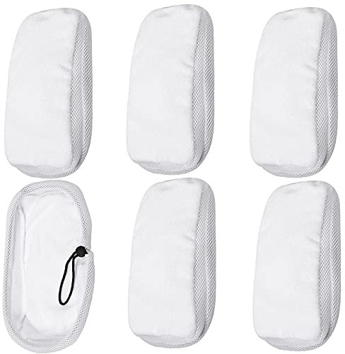 SPARES2GO Hard Floor Cleaning Cloth Pads Compatible with Morphy Richards 720022 12 in 1 Steam Cleaner Mop (Pack of 6)