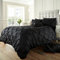 GC GAVENO CAVAILIA Pleated Duvet Cover Sets, Pintuck Bedding Sets King Size, 3 Piece Quilt Comforter Covers Black