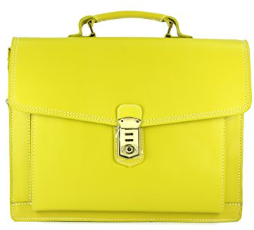 Belli Design Bag D italienische Leder Businesstasche Arbeitstasche Messenger Aktentasche Lehrertasche Laptoptasche Unisex in zitronengelb - 40x30x12 cm (B x H x T)