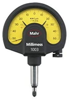Mahr 4334000 Millimess 1003 Mechanischer Zifferblattvergleicher, 1 µm Graduationswert, Gelb