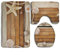 RedBeans Muscheln Seestern Holz am Strand rutschfeste Badematten-Set 3-teiliges Badezimmermatten-Set beinhaltet Badezimmermatte, Konturteppich, Deckel, WC-Abdeckung